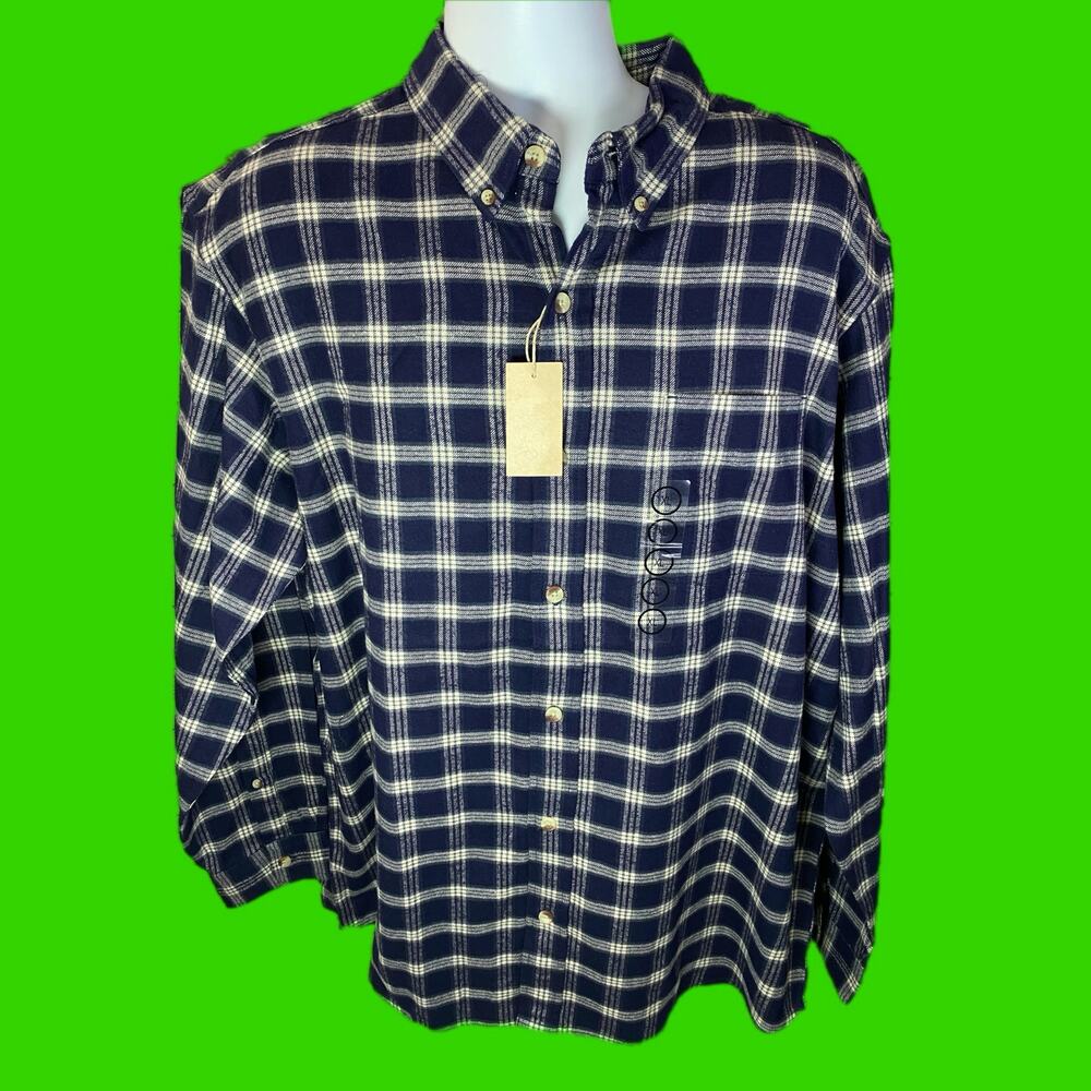 LL Bean Traditional Fit Men’s LS Button Down Shirt Mens XL Blue Plaid